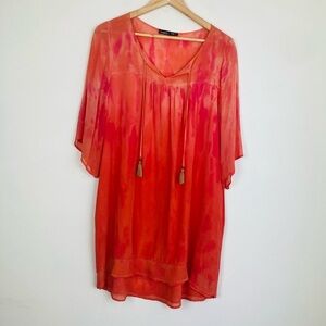 Gypsy 05 silk orange and pink tunic dress. Size XS